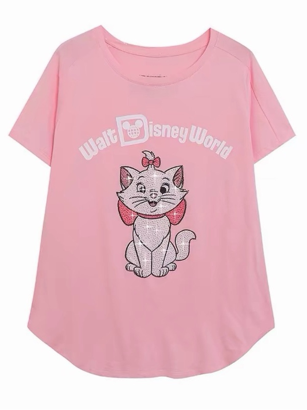 2026 Disney Parks WDW Pink Aristocats Marie Cat Rhinestone T Shirt NEW